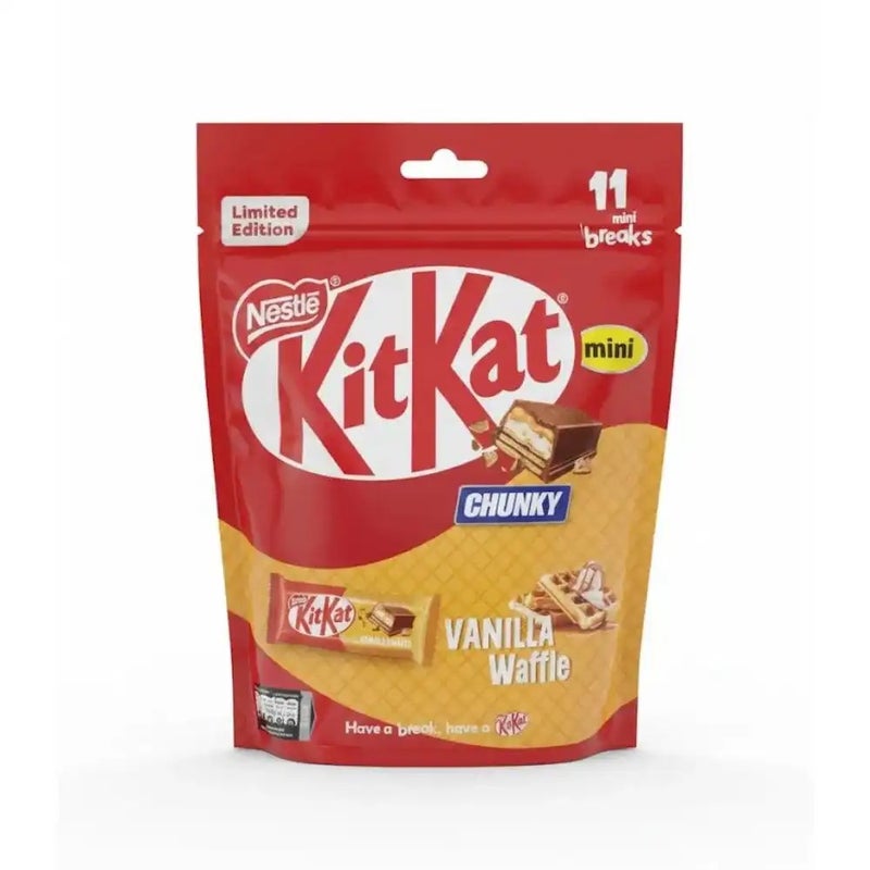 Nestle Kitkat Mini Chunky Vanilla Waffle Chocolate Pouch 11breaks- 196gms