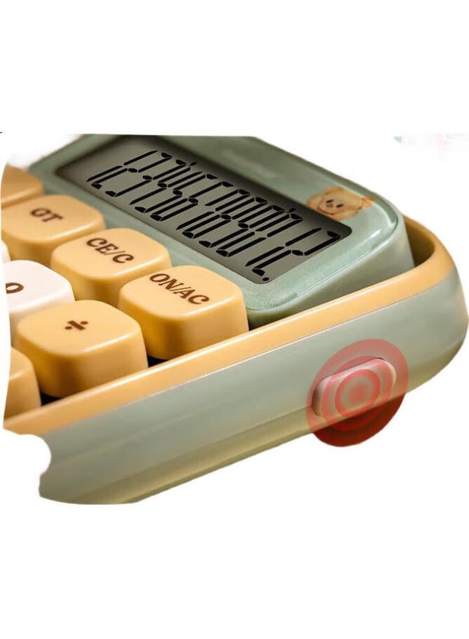 Deli Butter Bear Mechanical Key Calculator, Desktop/Handheld Stylish Dotted Button Calculator, Office Supplies, Ns043-B Brown - Image 2