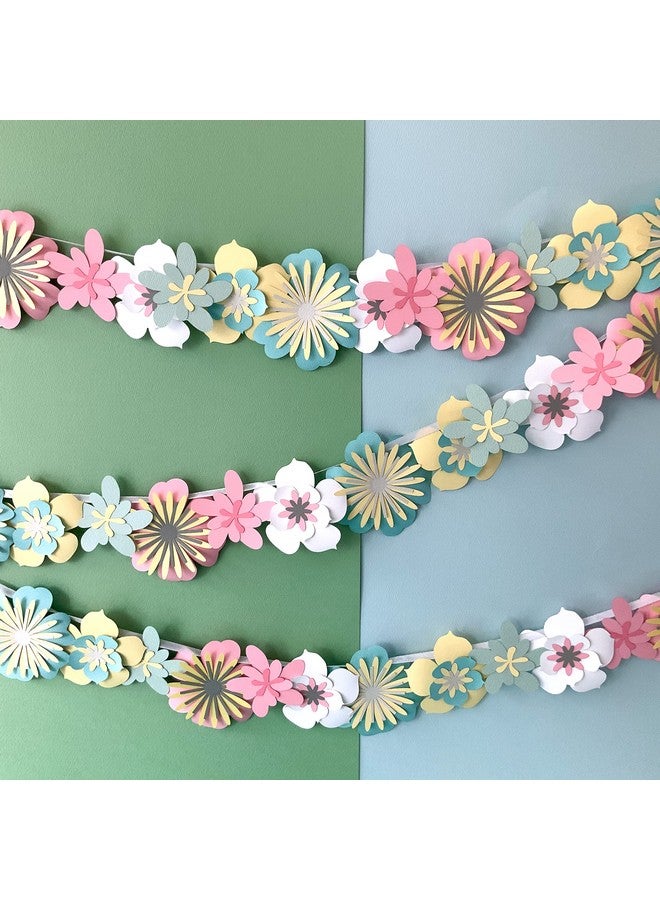 Pinfliers Flower Decoration for Birthday|Puja, Festival Decoration Items for Home|Pongal, Lohri, Makar Sankranti Decoration Items|36 Pastel Paper Flowers,Paper Decoration for Birthday|120"Length - Image 1