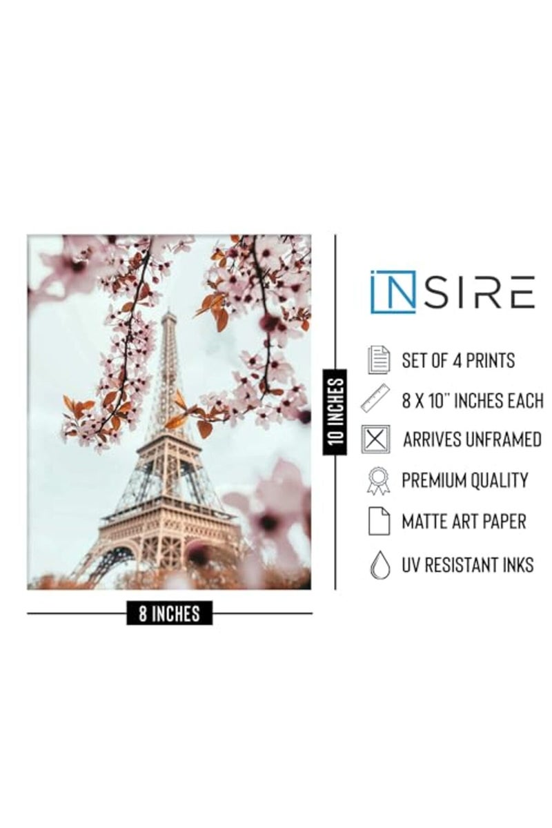 Insire Paris Wall Art Posters- Paris Room Decor - Unframed Set of 4 (8x10) - Image 3
