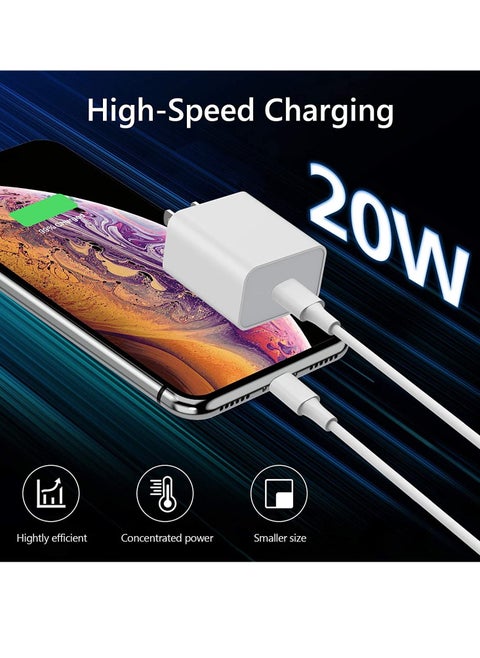25W USB C PD Fast Charger, Dual Port Type-C QC3.0 Wall Adapter, compatible with iPhone 13/12/12 Mini/12 Pro/12 Pro Max,AirPods Pro (Without Cable, White)