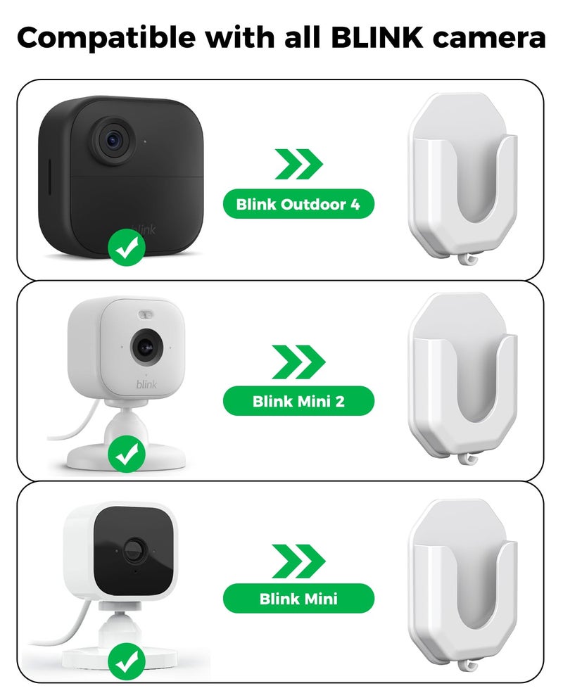 KMOUANTS 3 Pack Blink Mini No Drill No Screws Wall Mount Bracket for BlinkMini2k+ /Mini 2 /Outdoor 4 /Indoor Camera Mount Adhesive Bracket for Blink Camera - Image 2