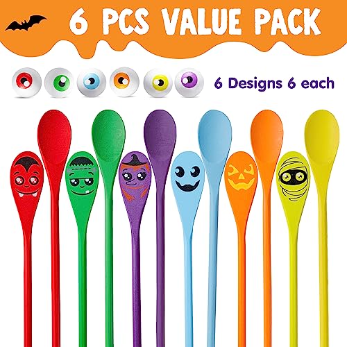 JOYIN Halloween Egg and Spoon Race Game Set 6 Eyeballs and Spoons with Assorted Colors for Kids Adults Halloween Outdoor Fun Games Party Favor Supplies Classroom Activities - Image 5