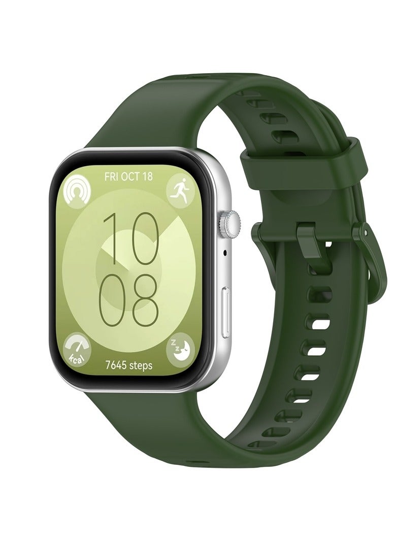 Sport Silicone Strap For Huawei Watch Fit 3 (2024) Bracelet Green - Image 2