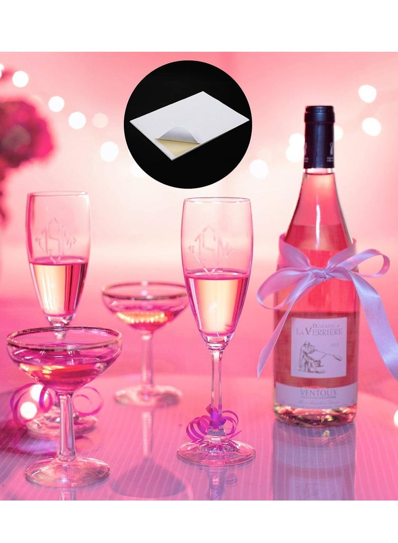 SYOSI ملصقات النبيذ البيضاء المقاومة للماء غير المؤشر، 4 × 3-1/3 بوصة، لاصقة، ملصقات قابلة للطباعة للطابعات الليزرية وطابعات النفث، مقاومة للتمزق، لوازم القيام بذلك بنفسك، نبيذ منزلي، 60 قطعة (10 ورقات) - Image 3