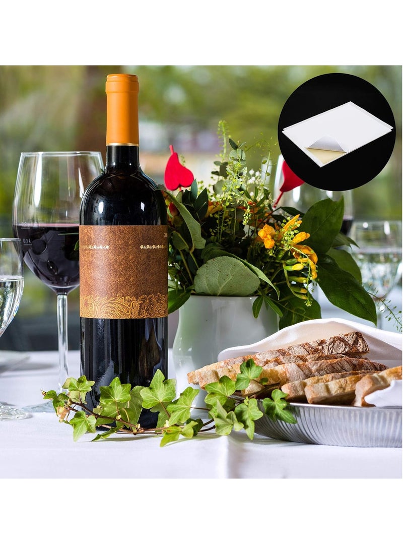 SYOSI ملصقات النبيذ البيضاء المقاومة للماء غير المؤشر، 4 × 3-1/3 بوصة، لاصقة، ملصقات قابلة للطباعة للطابعات الليزرية وطابعات النفث، مقاومة للتمزق، لوازم القيام بذلك بنفسك، نبيذ منزلي، 60 قطعة (10 ورقات) - Image 5