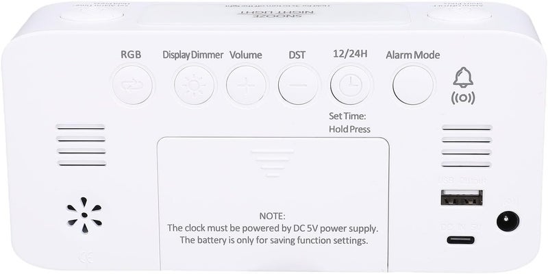 Bewinner RGB Mirror Alarm Friendly with Shaker Bed, Adjustable Volume Alarm Clock for Elderly for Elderly (WHITE) - Image 3