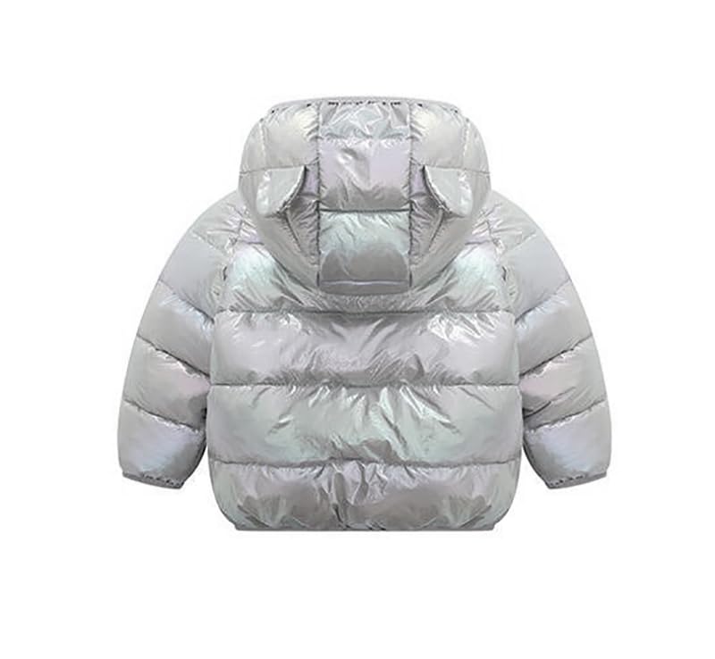 Bold N Elegant Blue Cartoon Lion Print Kids Shiny Sparkling Quilted Winter Warm Hood Jacket Coat Fleece Bomber Jersey Coat Quilted Jacket for Boys Girls Kids (Grey, 4-5 Years) - Image 4