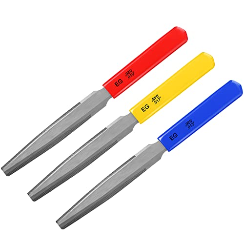 Tarpop 3 Pieces Tapered Guitar Nut Files Nut Slotting Files Set Double Edge Fret File Electric Guitar Fret Tools Fret Crowning Files for Bass (Guitar) - Image 1