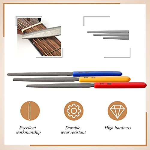Tarpop 3 Pieces Tapered Guitar Nut Files Nut Slotting Files Set Double Edge Fret File Electric Guitar Fret Tools Fret Crowning Files for Bass (Guitar) - Image 3