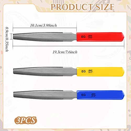 Tarpop 3 Pieces Tapered Guitar Nut Files Nut Slotting Files Set Double Edge Fret File Electric Guitar Fret Tools Fret Crowning Files for Bass (Guitar) - Image 2