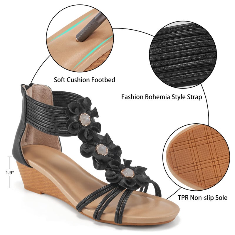 FUDYNMALC Womens Sandals Wedge Shoes: All-Day Comfort Dressy Wedges 2026 with Zipper Open Toe Summer Gladiator Sandals for Casual - Image 5