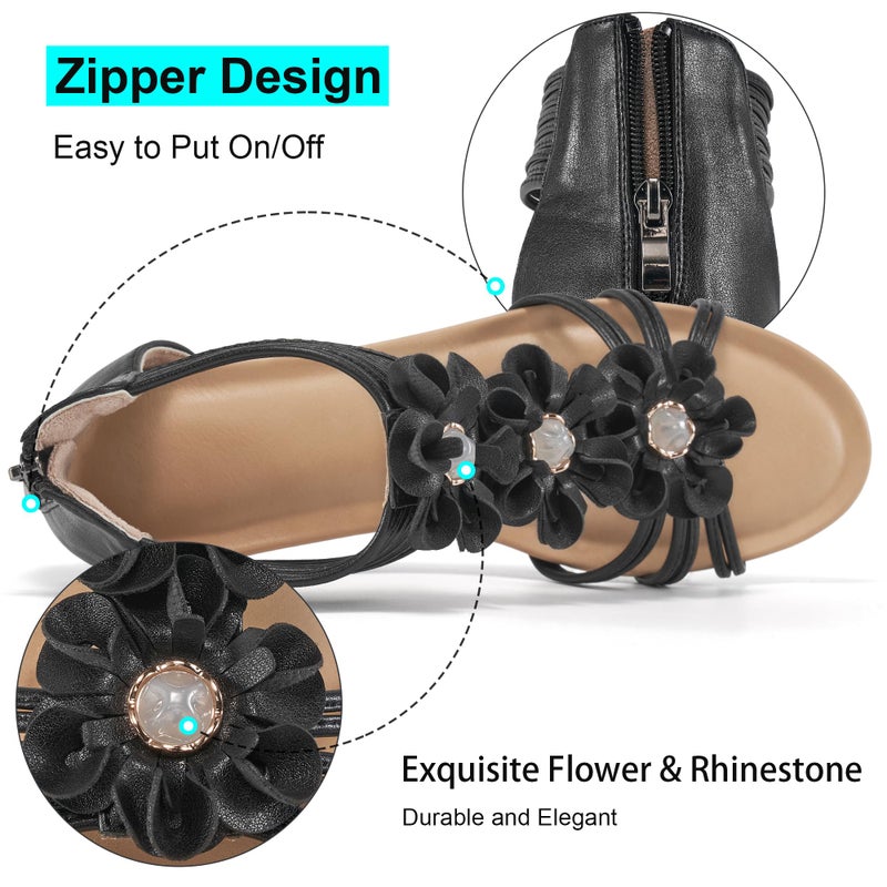 FUDYNMALC Womens Sandals Wedge Shoes: All-Day Comfort Dressy Wedges 2026 with Zipper Open Toe Summer Gladiator Sandals for Casual - Image 4