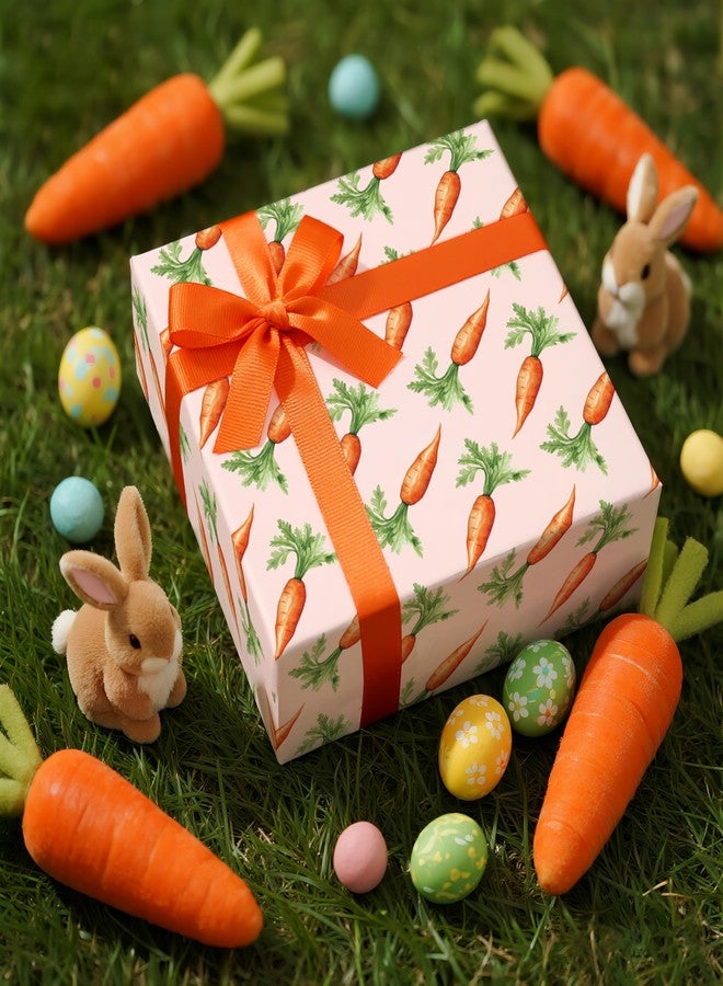 LeZakaa Carrots Wrapping Paper Roll, Watercolor Carrot Pattern, Pink Spring Gift Wrap for Easter, for Baby Showers, Kids Birthday Party, Mini Roll 17 in x 16.4 Ft - Image 3