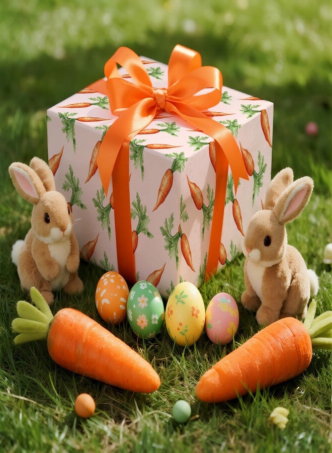 LeZakaa Carrots Wrapping Paper Roll, Watercolor Carrot Pattern, Pink Spring Gift Wrap for Easter, for Baby Showers, Kids Birthday Party, Mini Roll 17 in x 16.4 Ft - Image 5
