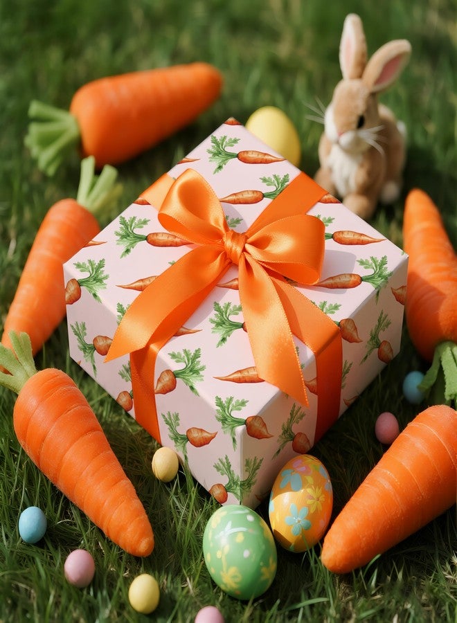 LeZakaa Carrots Wrapping Paper Roll, Watercolor Carrot Pattern, Pink Spring Gift Wrap for Easter, for Baby Showers, Kids Birthday Party, Mini Roll 17 in x 16.4 Ft - Image 4