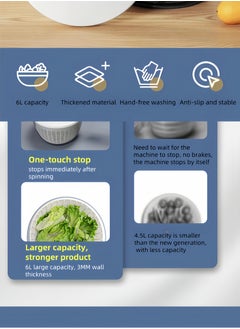 nihao Salad Spinner 4.5L arge Lettuce Spinner Kitchen Gadgets, Large Salad Spinner , One-Handed Handle Easy Press Super High Efficiency for Home Kitchen Washing & Drying Leafy Vegetables  - Image 4