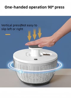 nihao Salad Spinner 4.5L arge Lettuce Spinner Kitchen Gadgets, Large Salad Spinner , One-Handed Handle Easy Press Super High Efficiency for Home Kitchen Washing & Drying Leafy Vegetables  - Image 2