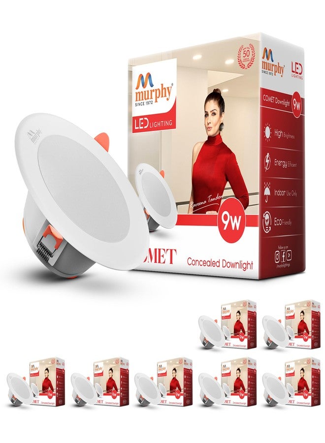 Murphy 9W LED Down Light, Cool White Light, Round, Pack of 8, Recessed Ceiling LED Light, Suited for 3 inch Junction Box/Concealed Box (2 Years Warranty) - Image 1