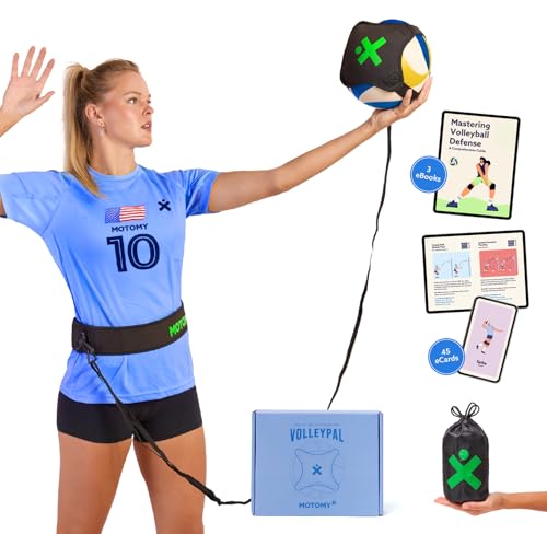 MOTOMY Volleyball Training Equipment Aid VolleyPal Solo Rebounder Trainer for Serve Spike Set Pass Indoor and Outdoor Volleyball Practice Equipment Gear Volleyball Gifts for Teen Girls - Image 1