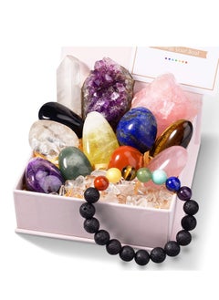 Large Crystals and Healing Stones, 13 PCS Premium Healing Crystals Kit, 7 Colorful Gemstones
