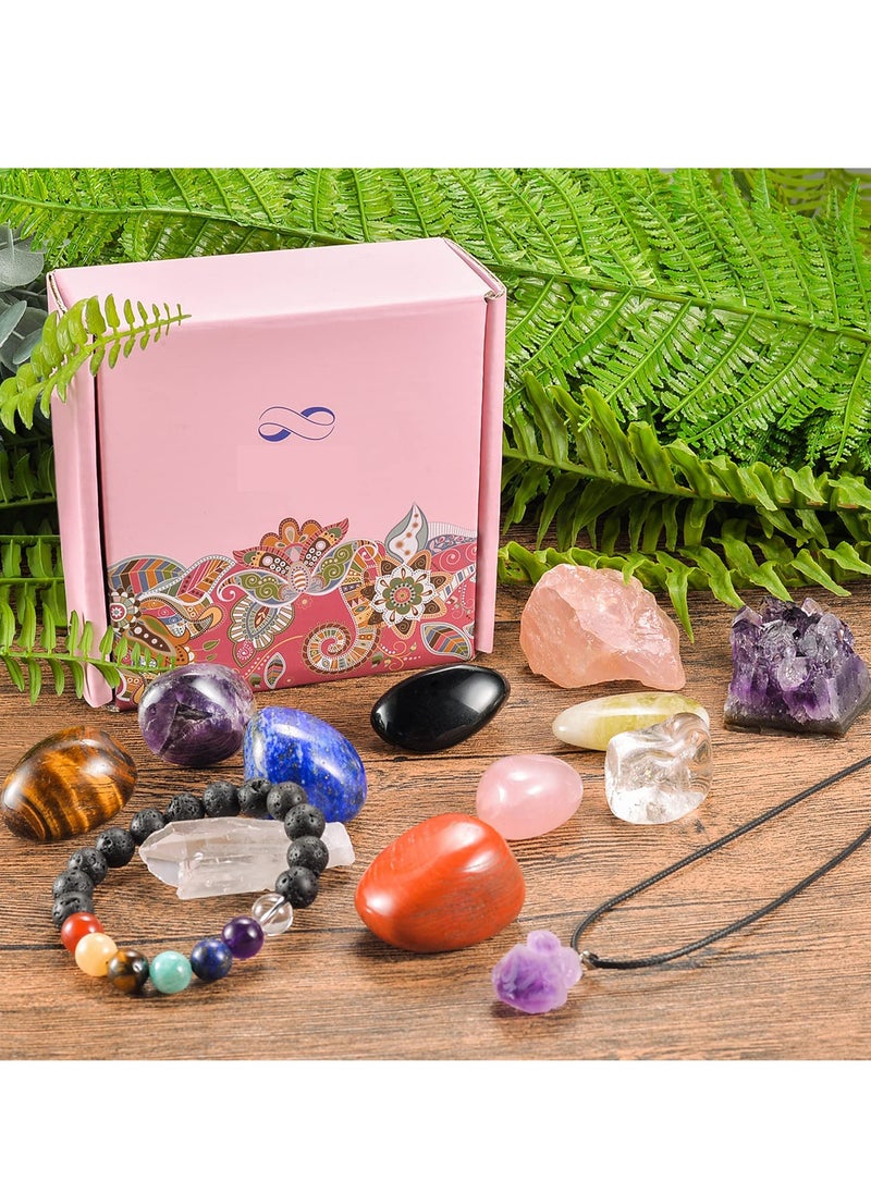 SYOSI - Large Crystals and Healing Stones, 13 PCS Premium Healing Crystals Kit, 7 Colorful Gemstones - Image 1
