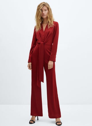 Tie Detail Button Down Jumpsuit