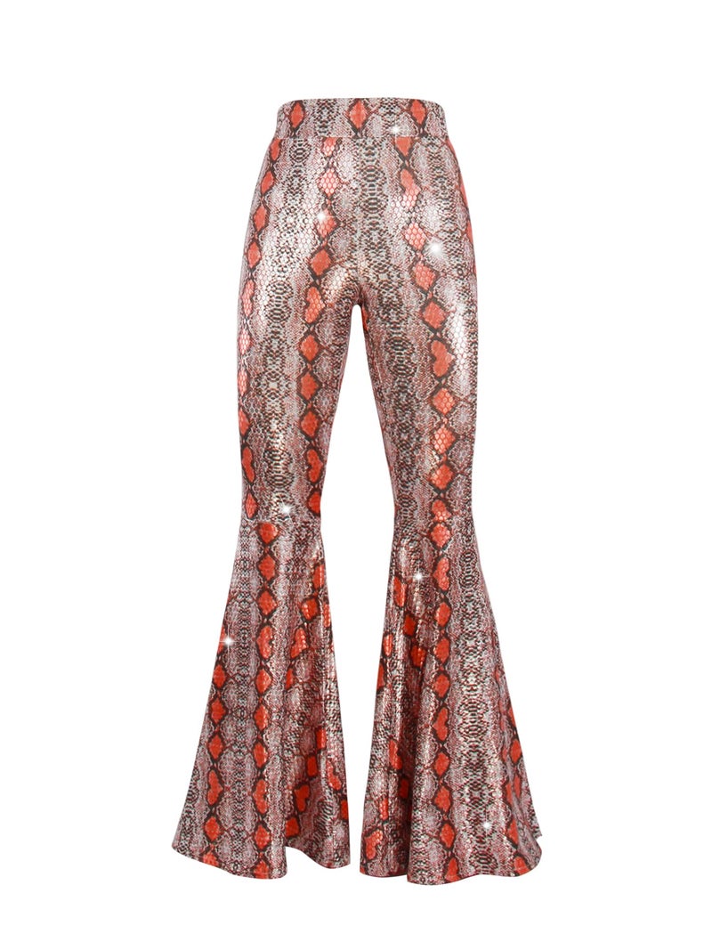 Nawgut Womens Sequin Flare Pant Sparkly High Waisted Leg Bell Bottom Glitter Trousers Night Out Clubwear-Small - Image 3