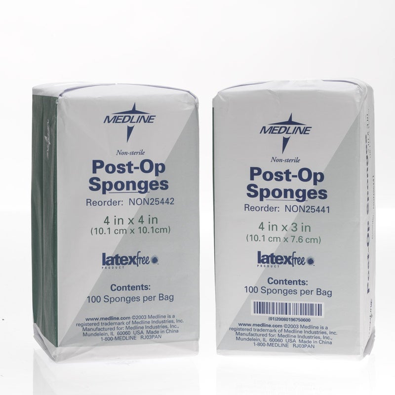 Medline Medline Non-Sterile Post-Op Gauze Top Sponge Pads, 4" x 4", Wound Care Essentials, Pack of 100
