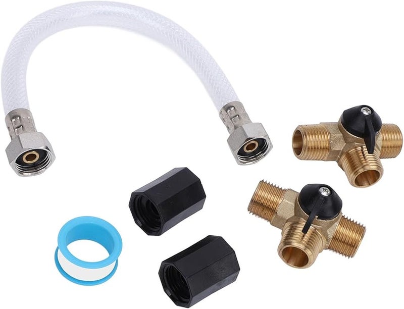 Brass RV Water Heater Bypass Kit with 1 2 Inch NPT Connectors 12in Hose for Winter Camping - Image 3