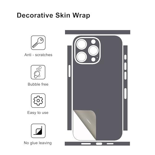 CXWITHY Skin Wrap for iPhone 13/14/15/16/17 Pro Max, Vinyl Decal Sticker Cover Protective Film for Phone Back, Camera, Frame (Grey, 13 Pro Max) - Image 3