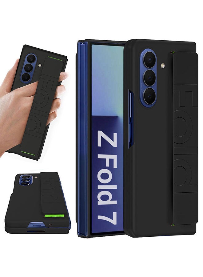 Hard Silicone Case for Samsung Galaxy Z Fold 7, with Anti-Slip Hand Grip – Rugged Full-Body Protective Cover with Precise Cutouts - Black - Image 3