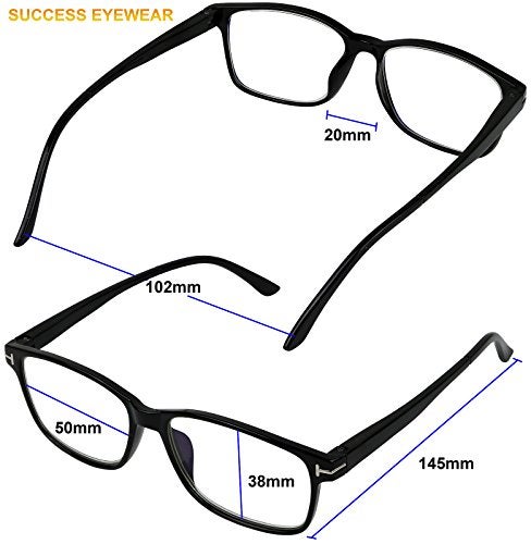 Success Eyewear Computer Glasses 2 Pairs Anti Glare Anti Reflection Classic Reading Glasses Quality Comfort Glasses for Men and Women Set of 2 Shiny Black 0 - Image 3