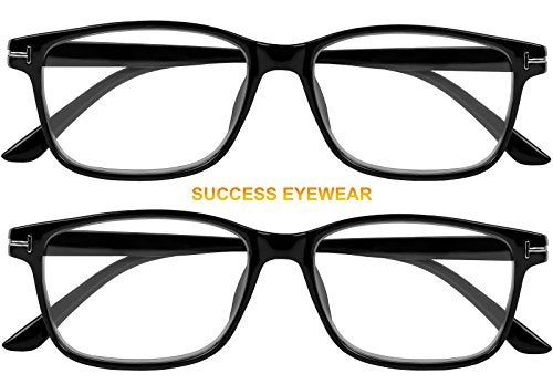 Success Eyewear Computer Glasses 2 Pairs Anti Glare Anti Reflection Classic Reading Glasses Quality Comfort Glasses for Men and Women Set of 2 Shiny Black 0 - Image 2