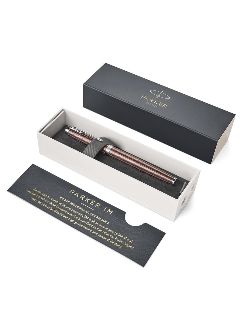 Parker Im Rollerball Pen | Premium Dark Espresso Chiselled | Fine Point Ink Refil| Gift Box | 8803, 1931682 - Image 1