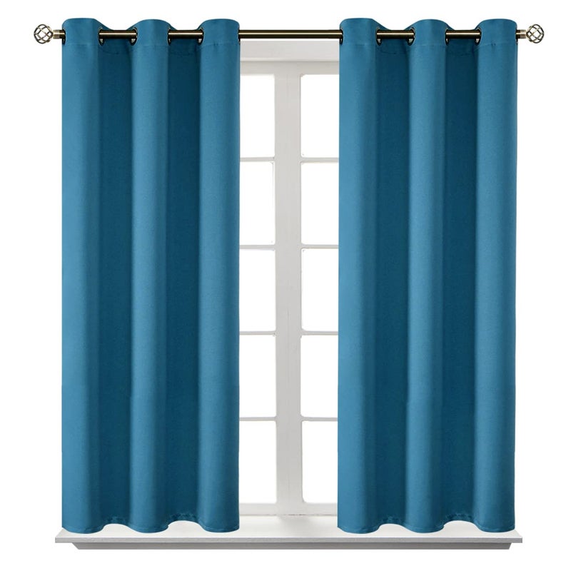 BGment Blackout Curtains - Grommet Thermal Insulated Room Darkening Bedroom and Living Room Curtains, Set of 2 Panels (38 x 45 Inch, Steel Blue) - Image 1