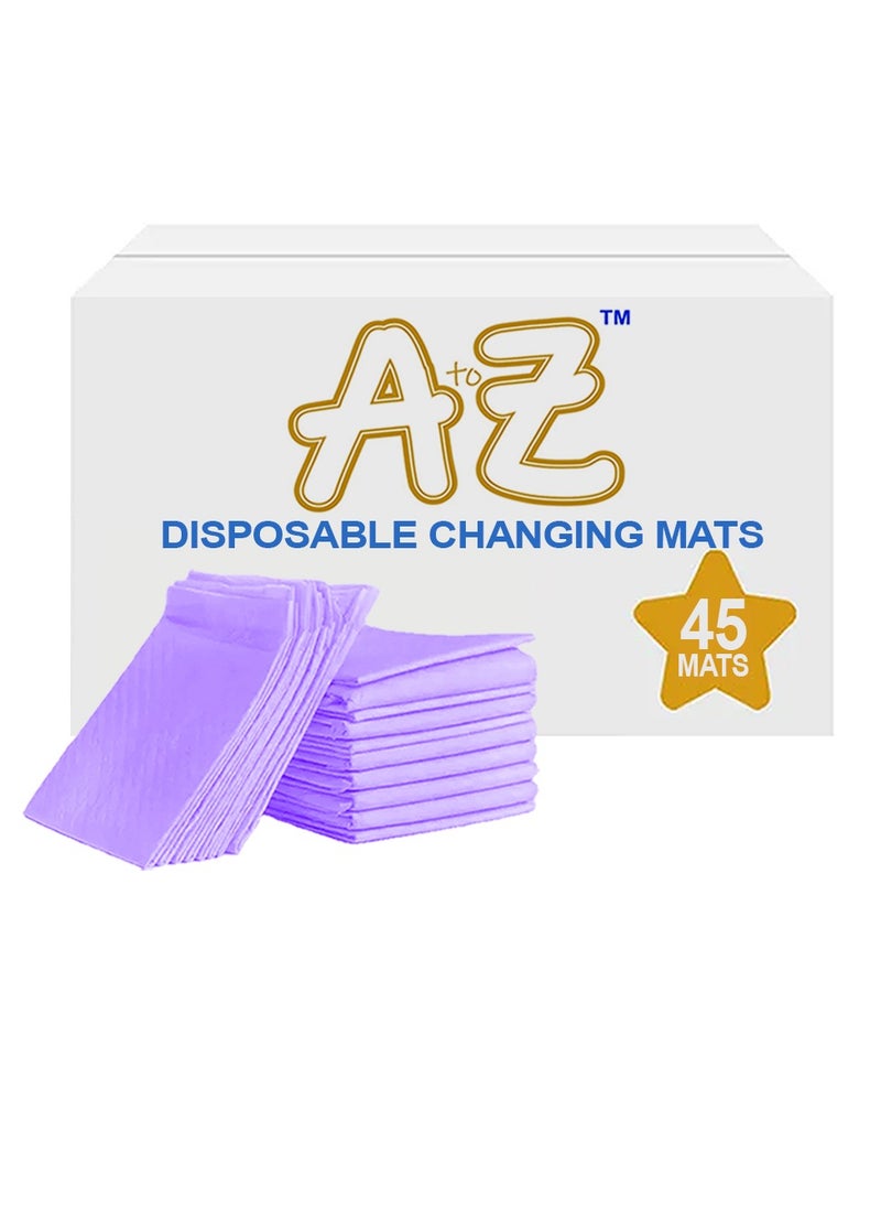 A TO Z A to Z - Disposable Changing Mat size (45cm x 60cm) Large- Premium Quality for Baby Soft Ultra Absorbent Waterproof - Pack of 45 - Lavender  - Image 1
