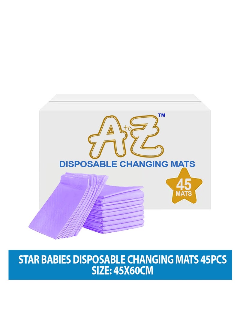 A TO Z A to Z - Disposable Changing Mat size (45cm x 60cm) Large- Premium Quality for Baby Soft Ultra Absorbent Waterproof - Pack of 45 - Lavender  - Image 2