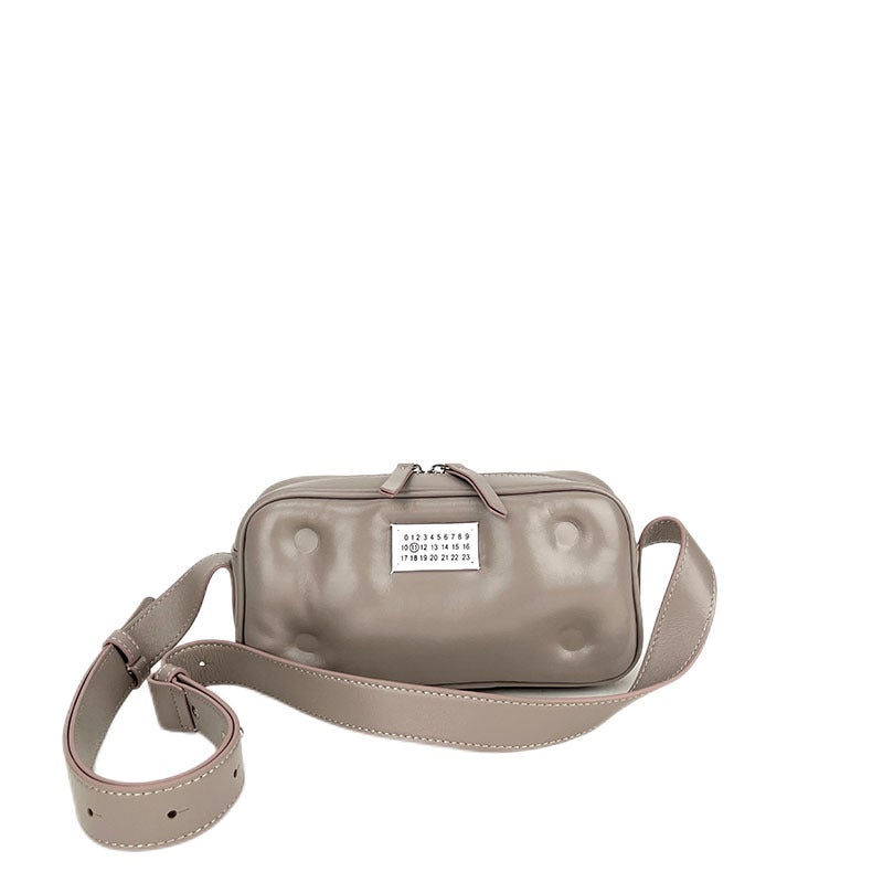 NicheDesign2024 New Fashionable Versatile Single Shoulder Slant Cross Leather Womens Phone Bag Underarm Bag Handbag lotus root color 