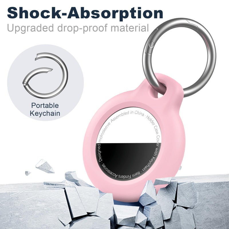MOLOSLEEVE [4 Pack Case for AirTag 2nd Gen (2026) & 1st Gen, Holder Anti-Scratch Protective Cover for Air Tags, Men's Women's Keyrings & Keychains for Keys, Luggage, Black/White/Pink/Red - Image 5