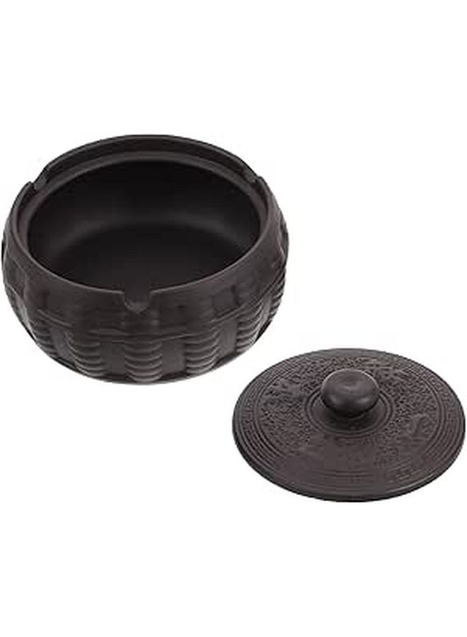 Ceramic Ashtray with Lid Vintage Purple Clay Small Windproof Tabletop Container - Image 1