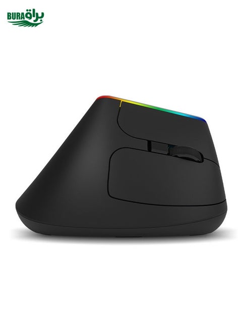 DELUX M618C 6 Keys 1600 DPI RGB Vertical Wireless Bluetooth Dual Mode Mouse(Black)