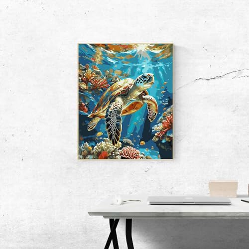 ldazao Painting by Numbers for Adults Number Oil Painting Kit Paint by Numbers Kit Beginner Turtle DIY Painting Kits for Adults Without Frame Paint by Number On Canvas for Gift Home Wall Decor - Image 4