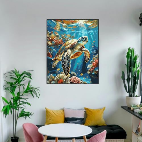 ldazao Painting by Numbers for Adults Number Oil Painting Kit Paint by Numbers Kit Beginner Turtle DIY Painting Kits for Adults Without Frame Paint by Number On Canvas for Gift Home Wall Decor - Image 3