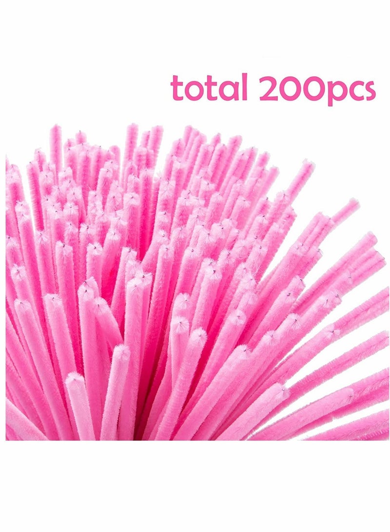 Y&D Pipe Cleaners, Craft Chenille Stems, for Kids DIY Art Creative Crafts Projects Decorations, 200 Pieces Pink (6 mm x 12 Inch) - Image 2
