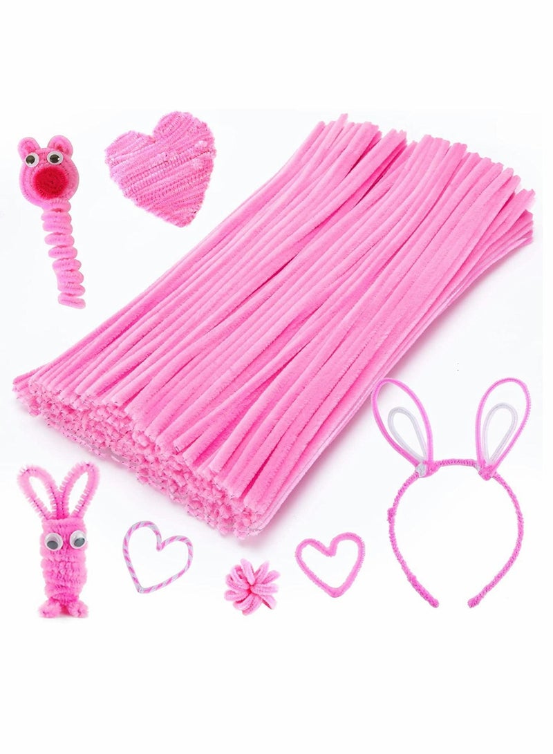 Y&D Pipe Cleaners, Craft Chenille Stems, for Kids DIY Art Creative Crafts Projects Decorations, 200 Pieces Pink (6 mm x 12 Inch) - Image 1