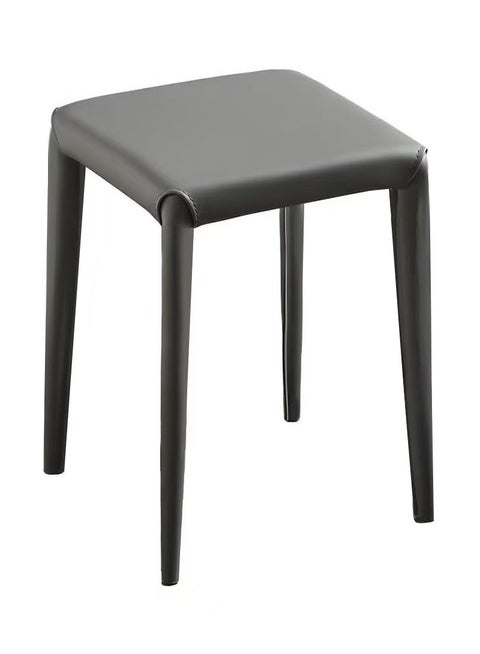 كراسي طعام مربعة قابلة للتكديس مقاس 35 × 35 × 46 سم مع مقعد إسفنجي وكرسي بار ناعم مع غطاء إطار معدني من الجلد الصناعي للمنزل والمكتب والفصول الدراسية - رمادي