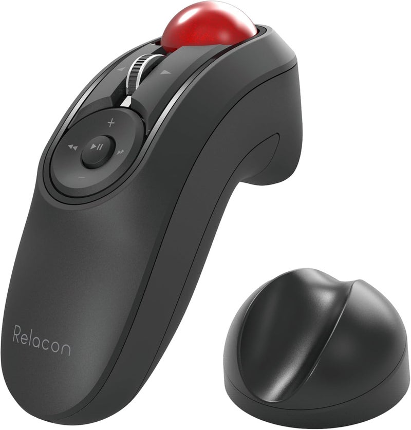 ELECOM Relacon Handheld Trackball Pointer, Ergonomic Thumb Mouse for Right or Left Hand, Bluetooth, 10 Buttons for TV, Presentation, Game, PC & MAC - Image 1