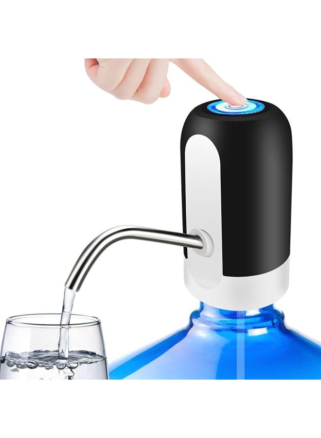 Portable Automatic Electric Water Pump with USB Charging, Easy to Carry for Water Bottles, for Home, Kitchen, Camping, Garage, Workshop, with Rechargeable Batteries and Dispensing Bottled Drinking Water, Black - Image 1