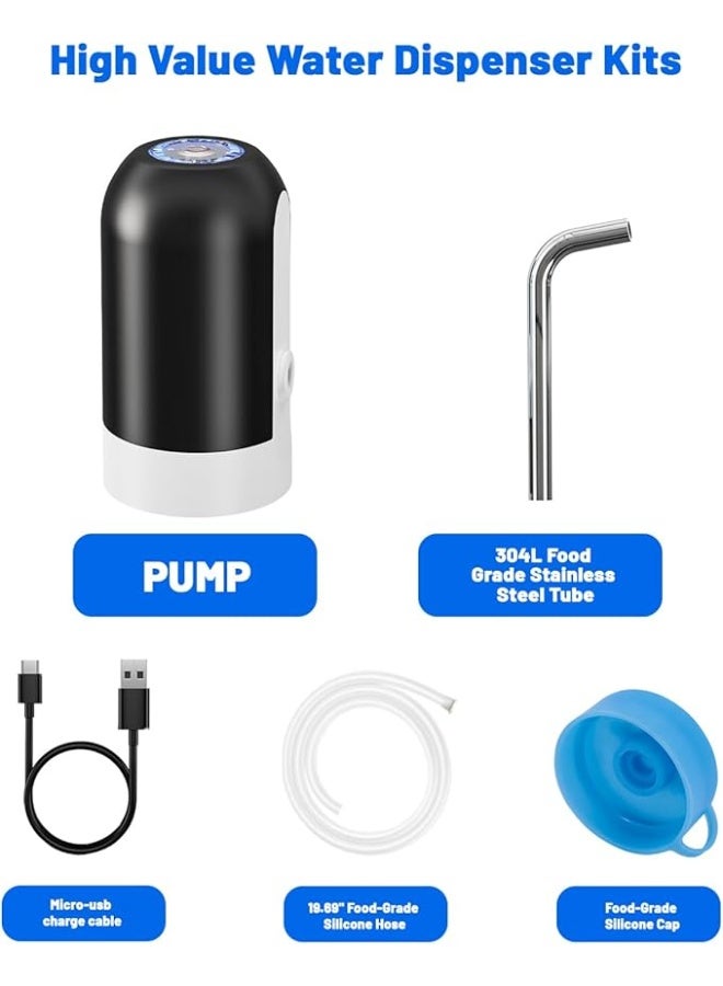 Portable Automatic Electric Water Pump with USB Charging, Easy to Carry for Water Bottles, for Home, Kitchen, Camping, Garage, Workshop, with Rechargeable Batteries and Dispensing Bottled Drinking Water, Black - Image 2
